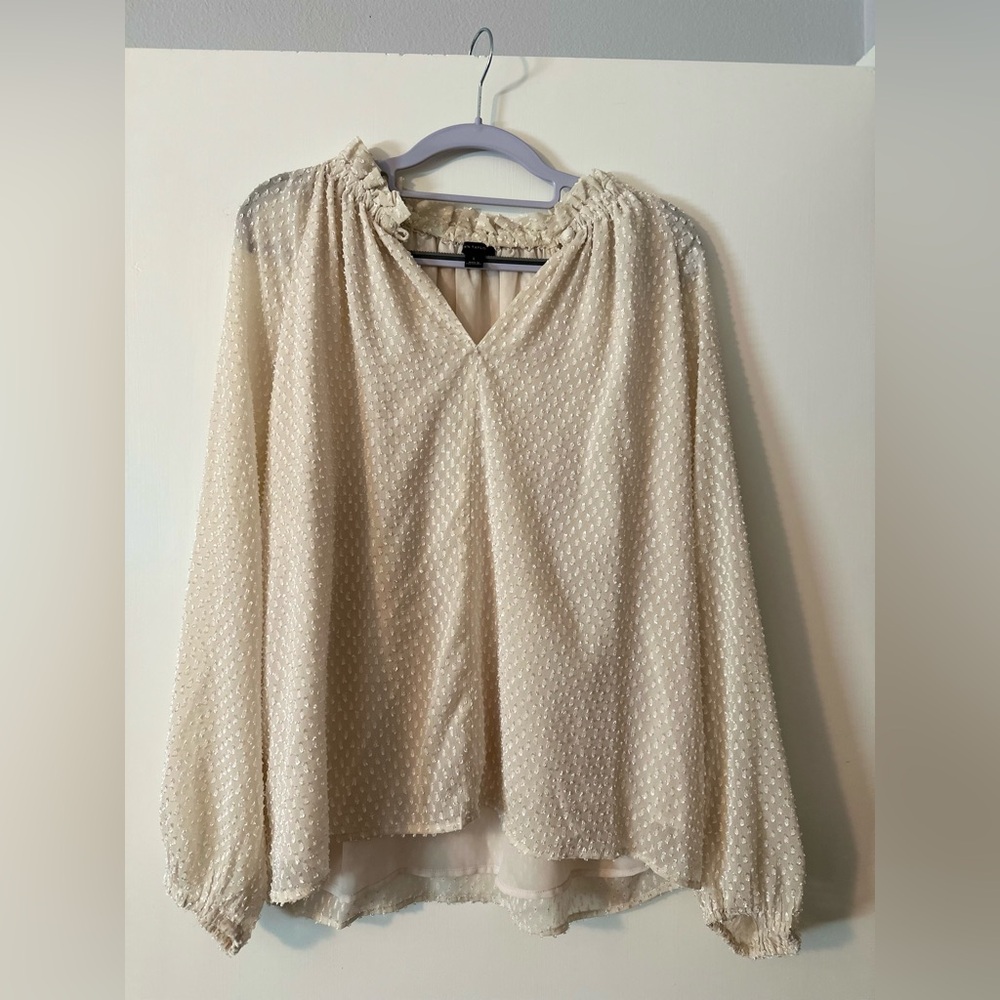 Ann Taylor Cream Textured Blouse
